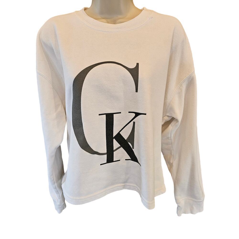 Calvin klein 90s USA made original crop Midi drift sweater size L large FLAW